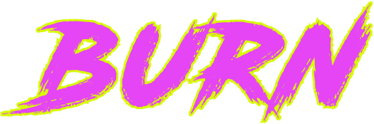 pink text with yellow outline - Burn