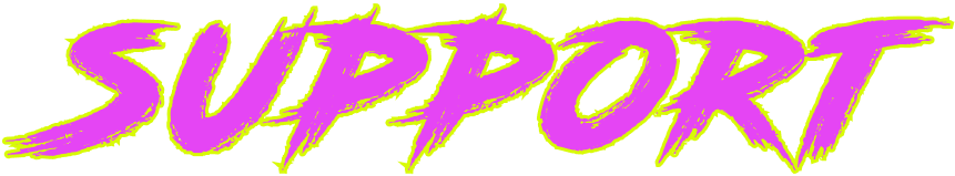 pink text with yellow outline - support